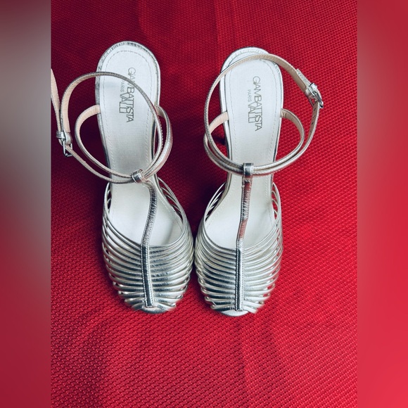 Giambattista Valli T-strap caged peep toe pale golden hint Sandal Eu 37.5 US 7.5 - Picture 4 of 17